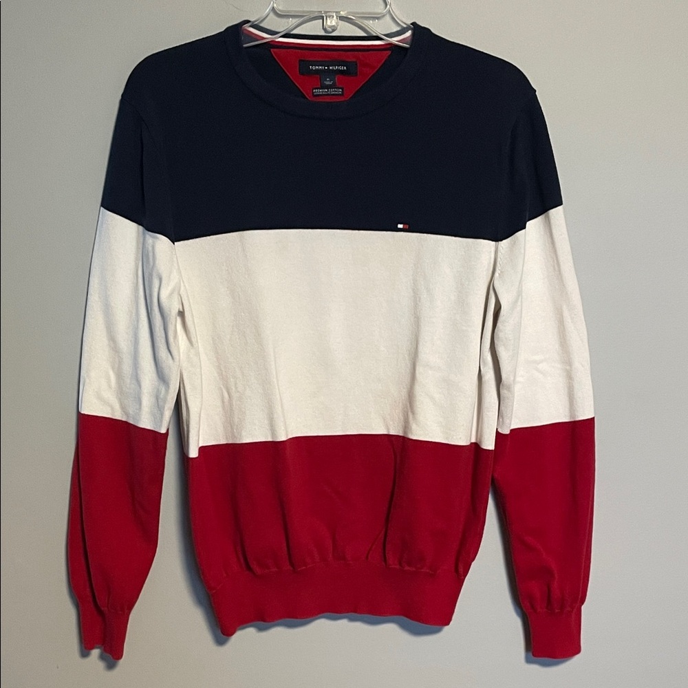 Tommy Hilfiger Red/White/Blue Cotton Sweater Size men’s Medium